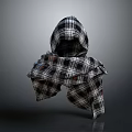 Stylish Plaid Hooded Scarf Design With Checkered Pattern And Warm Fabric