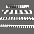 White Fences With Multiple Different Lengths Arranged Together On Gray Background 3d model