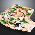 Natural Desktop Miniature Landscape Decoration With Stones Grass Sand And Small Pond