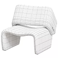 Modern Cream Upholstered Leisure Chair With Curved Design And Button Accents