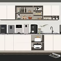 Modern Kitchen Interior Design Featuring Daily Electrical Appliances Cabinets And Countertop Setup 3d model