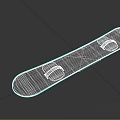 Stylish Snowboard With Blue And White Zigzag Stripes And Black Bindings