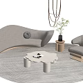 Quiet Sofa Tea Table Combination Sofa Coffee Table 3d model