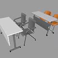 Two White Desks with Gray and Orange Chairs Simple Modern Design