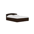 Modern Double Bed With Dark Wooden Frame White Mattress And Two Pillows