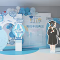 Graduation Season Event Setup With Photo Wall Graduate Silhouettes And Bachelor Caps
