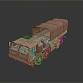 Sand Colored Military Truck With Canvas Cover And Multi Wheel Heavy Duty Design