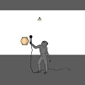 Gray Standing Monkey Shaped Floor Lamp Design Holding Light Bulb in White Background 3d model