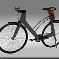 Modern Grey Bicycle With Brown Seat Black Wheels And Orange Accent