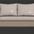 Stylish Wicker Two Seater Sofa With Light Colored Cushions And Seat Pad