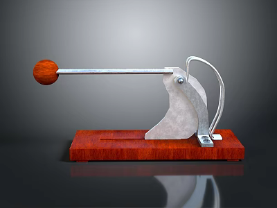 Manual Garlic Press With Wooden Base Metal Lever And Wooden Handle 3d model