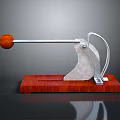 Manual Garlic Press With Wooden Base Metal Lever And Wooden Handle