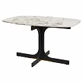 Sleek Modern White Veined Marble Table With Black Cross Base Design 3d model