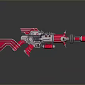 Futuristic Sci-Fi Weapon Red And Silver Mechanical Design With Detailed Components 3d model