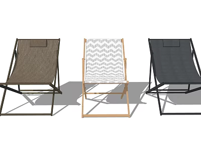 Modern Lounge Chairs With Brown White Pattern And Black Metal Frames 3d model