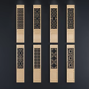 Chinese-style flower-cut window 3d model
