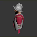 Medieval Male Bust In Silver Armor With Pink Cape And Helmet