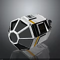 White Equipment With Yellow Stripe Number 10 Geometric Design Transparent Panel And Structured Body