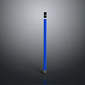 Blue Pencil Standing Upright on Gray Gradient Background with Reflection at the Bottom 3d model