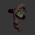 Cartoon Muscular Man Character With Camouflage Hat No Shirt Shorts And Boots
