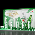 Heineken Beer Promotional Display With Green Background And Bottle Setup