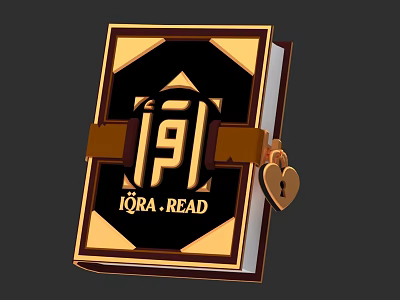 Elegant Book Magazine With Black Cover Golden Decoration And Lock Key 3d model
