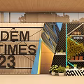 Modern Times 2023 Display Shelves With Plants Bags Clothing And Geometric Decor