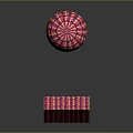 Folded Panel And Sphere With Red Grid Textured Surface Design Elements