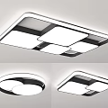Modern Square and Round Ceiling Light with Black White Frame and LED Lighting 3d model