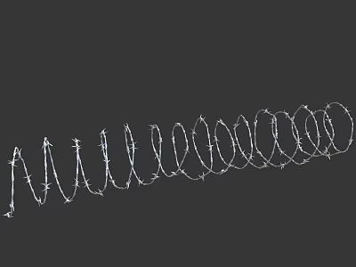 Coiled Metal Barbed Wire for Security Fencing and Boundary Protection 3d model