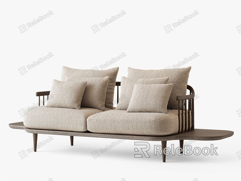 Solid wood double sofa model