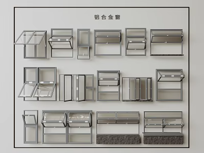 Diverse Aluminum Alloy Window Combination Featuring Various Designs And Frame Styles 3d model