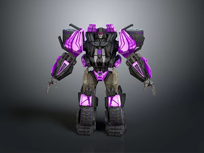 Purple And Black Transformer Model With Glowing Mechanical Design And 3D Rendering 3d model