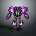 Purple And Black Transformer Model With Glowing Mechanical Design And 3D Rendering