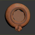 Orange Clay Pot With Carved Elephant Figure And Rustic Surface Texture 3d model
