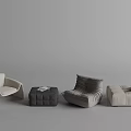 Modern Ottoman Stools In Beige Gray Black With Simple Design For Living Room Decor