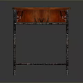Red Side Table With White Heart Pattern On Top And Metal Legs
