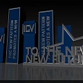 Modern Background Wall With ICV New Pattern And Blue 3D Letters Promotes New Future 3d model