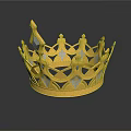 Elegant Golden Decorative Crown Ornament With Intricate Design And Shiny Surface
