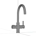 Sleek Modern Silver Metal Faucet With Curved Spout And Single Handle Design