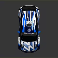 Volkswagen Polo Rally Car With Blue Stylish Livery And Sporty Rear Spoiler