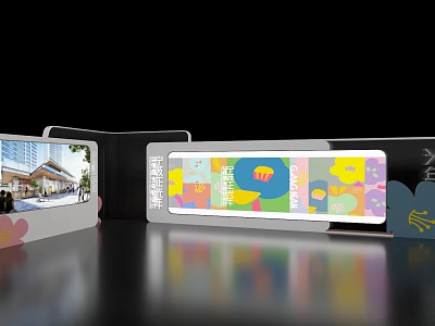 Modern Event Display Wall With Digital Screens Colorful Graphics And Building Visuals 3d model