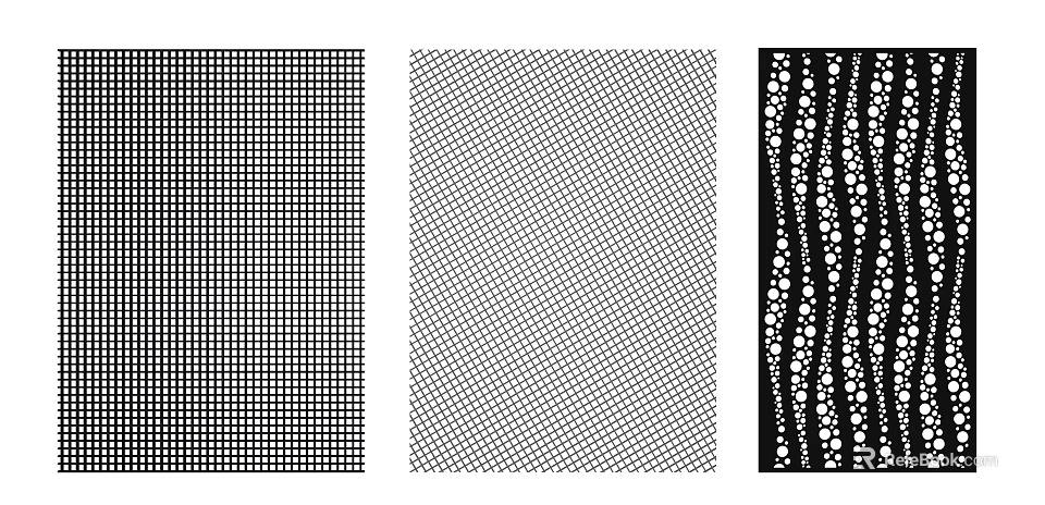 Modern Decorative Room Dividers With Grid Diamond Pattern And Wavy Dots Design 3d model 