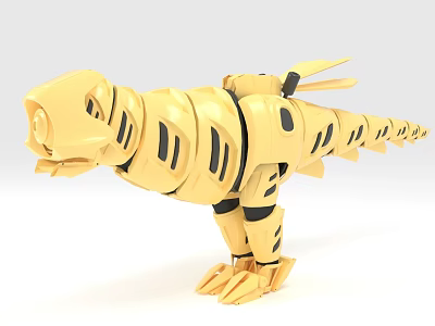 Yellow Electric Toy Dinosaur With Mechanical Structure And Movable Joints Design 3d model
