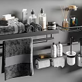 Organized Bathroom Shelves With Toiletries Towels And Daily Cleaning Essentials