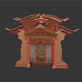 Traditional Chinese Architecture Archway Featuring Overhanging Eaves Intricate Carvings Golden Decorations And Wooden Structure