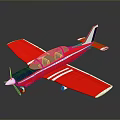 Red Model Airplane With White Stripes Blue Nose And Tail Propeller Design 3d model