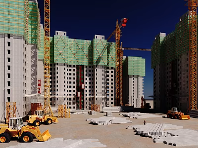 modern construction site 3d model
