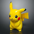 Yellow Pikachu Toy with Black Ear Tips Red Cheeks and Standing Pose 3d model