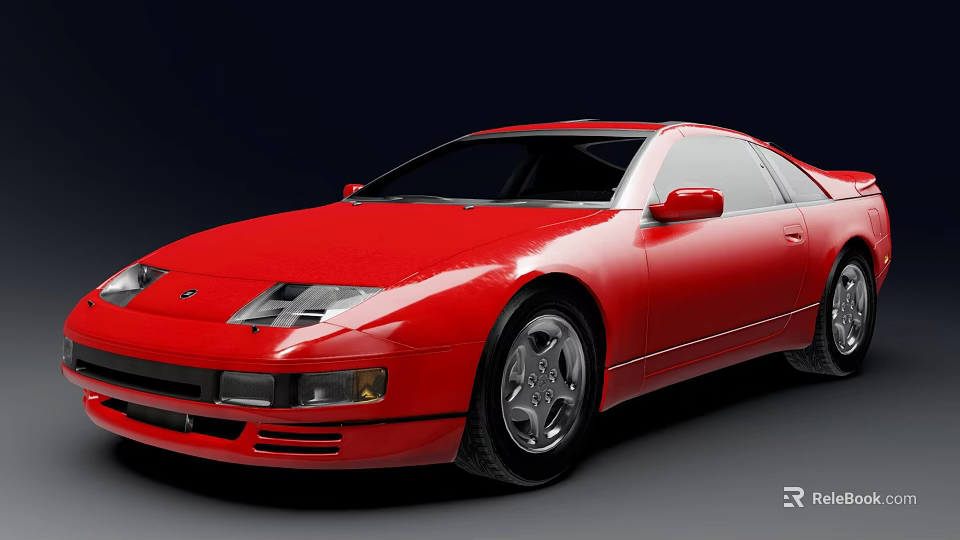 Red Classic Two Door Sports Car With Sleek Body And Alloy Wheels 3d model 